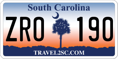 SC license plate ZRO190
