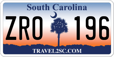 SC license plate ZRO196