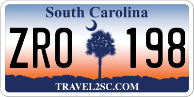 SC license plate ZRO198