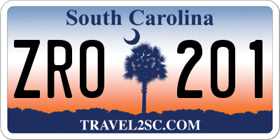 SC license plate ZRO201