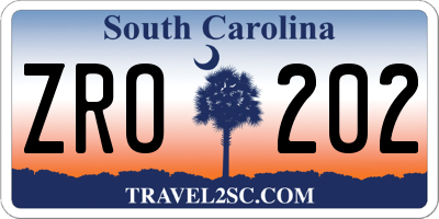 SC license plate ZRO202