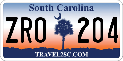 SC license plate ZRO204