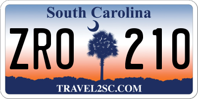SC license plate ZRO210