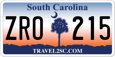 SC license plate ZRO215