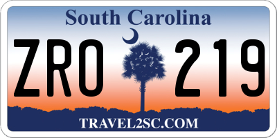 SC license plate ZRO219