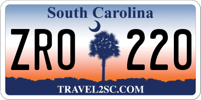 SC license plate ZRO220