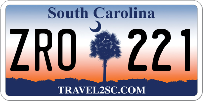 SC license plate ZRO221