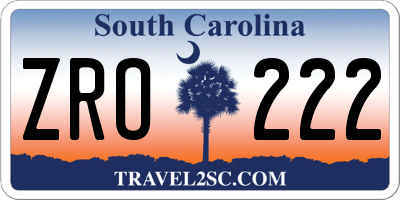 SC license plate ZRO222