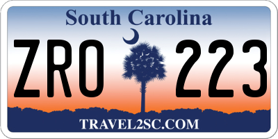 SC license plate ZRO223