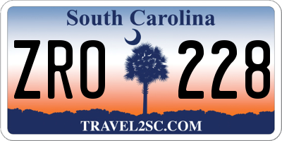 SC license plate ZRO228