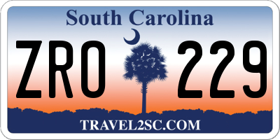SC license plate ZRO229