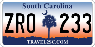 SC license plate ZRO233