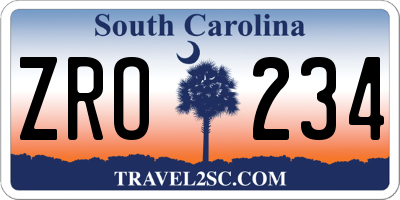 SC license plate ZRO234