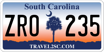 SC license plate ZRO235