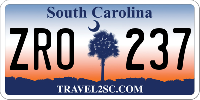 SC license plate ZRO237