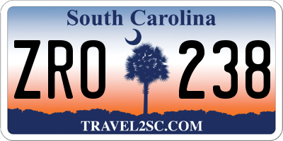 SC license plate ZRO238