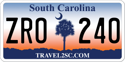 SC license plate ZRO240