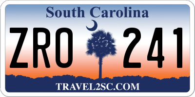 SC license plate ZRO241