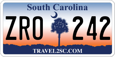 SC license plate ZRO242