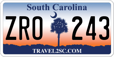 SC license plate ZRO243