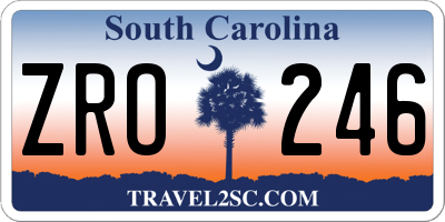 SC license plate ZRO246