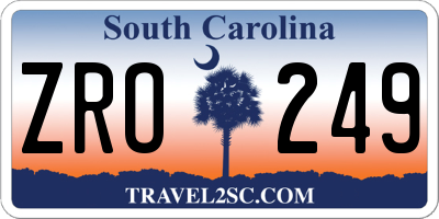 SC license plate ZRO249