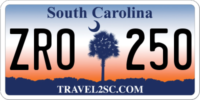SC license plate ZRO250