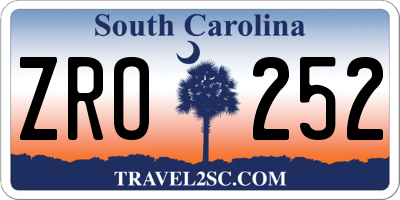 SC license plate ZRO252