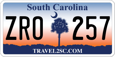 SC license plate ZRO257