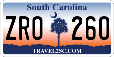 SC license plate ZRO260