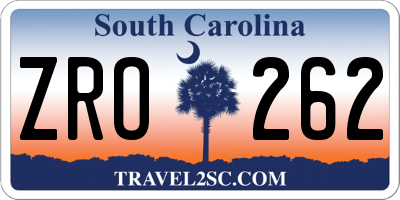 SC license plate ZRO262