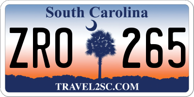 SC license plate ZRO265