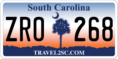 SC license plate ZRO268