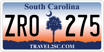 SC license plate ZRO275