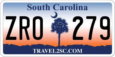 SC license plate ZRO279