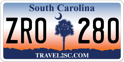 SC license plate ZRO280