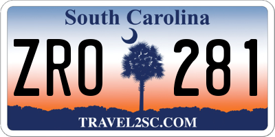 SC license plate ZRO281