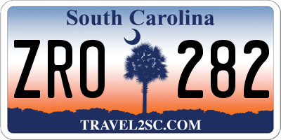 SC license plate ZRO282
