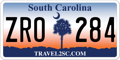 SC license plate ZRO284