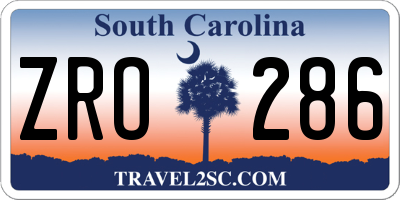 SC license plate ZRO286