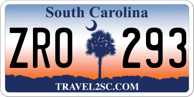 SC license plate ZRO293