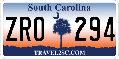 SC license plate ZRO294
