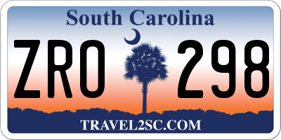 SC license plate ZRO298