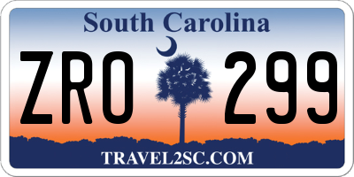 SC license plate ZRO299