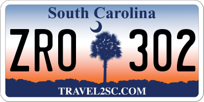 SC license plate ZRO302