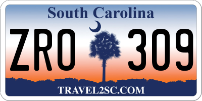SC license plate ZRO309