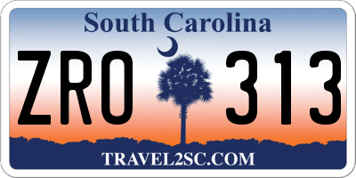 SC license plate ZRO313