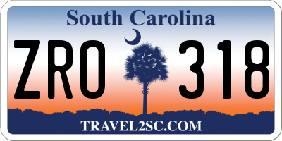 SC license plate ZRO318
