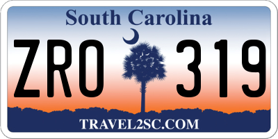 SC license plate ZRO319