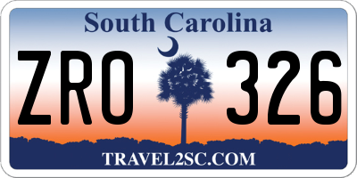 SC license plate ZRO326